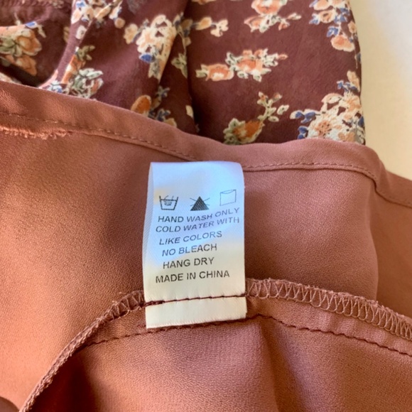 Victorian boho v-neck ruffled gypsy maxi brown burgundy floral western dress - Picture 9 of 14